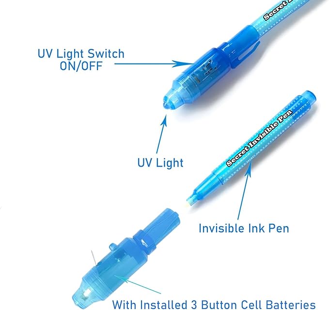 SCStyle Invisible Ink Pen 21Pcs with UV Light Magic Marker for Secret Messages, Writing Information for Birthdays, Easter, Halloween, Christmas Gifts for Students