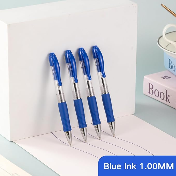 BallPoint Pens Bulk, 100 Pack (Blue Ink), No Bleed Blue Ink with soft Grip, Click Pens for Office Home and School, Retractable Ballpoint Pens, Medium Point, 1.00MM Smooth Writing (Blue)