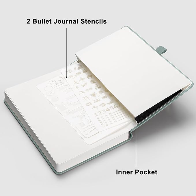 RETTACY Blank Journal Notebook, 192 Pages, A5 Medium Size (5.7'' x 8.3''), Leather Hardcover, 100 GSM Thick Paper, for Sketching, Drawing, Painting (Blue-gray)