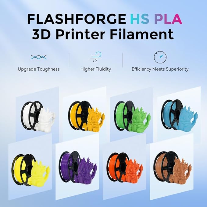 FLASHFORGE Rapid PLA Filament 1.75mm, High Flow Speedy 3D Printer Filament, Experience Exceptional Performance with 500mm/s High-Speed Printing, Neatly Wound & Top-Notch Filament (Natural)