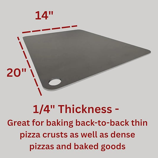 ThermiChef 14" by 20" Pizza Steel (3/16" Standard Thickness) - Multipurpose Cooking Steel for Ovens & Grills - Made in the USA