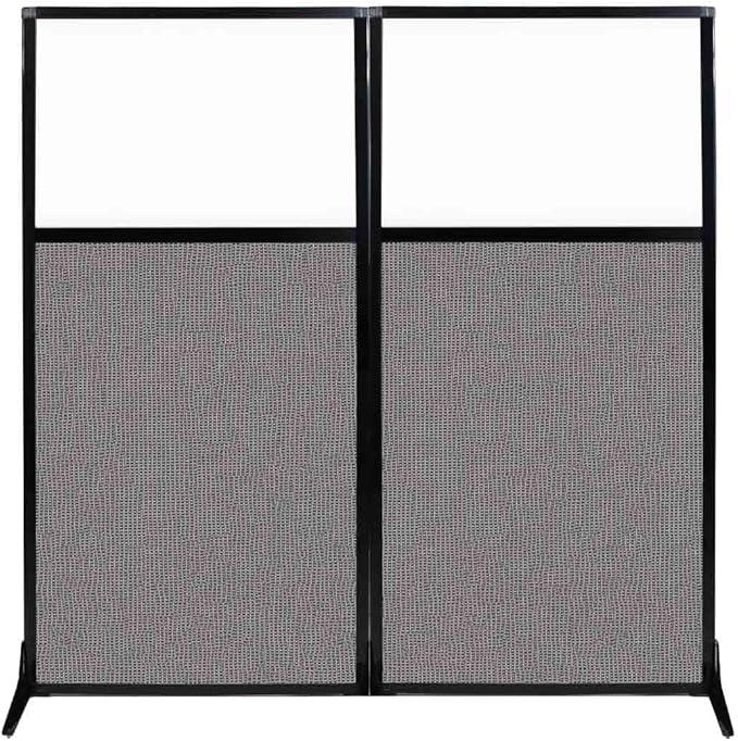 Versare Workstation Partition | Portable Wall Divider | Modern Office Cubicle | Free Standing Privacy Screen | Flexible Work Space | 66" x 70" W/Window, Slate Fabric Panels