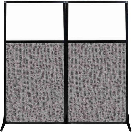 Versare Workstation Partition | Portable Wall Divider | Modern Office Cubicle | Free Standing Privacy Screen | Flexible Work Space | 66" x 70" W/Window, Slate Fabric Panels