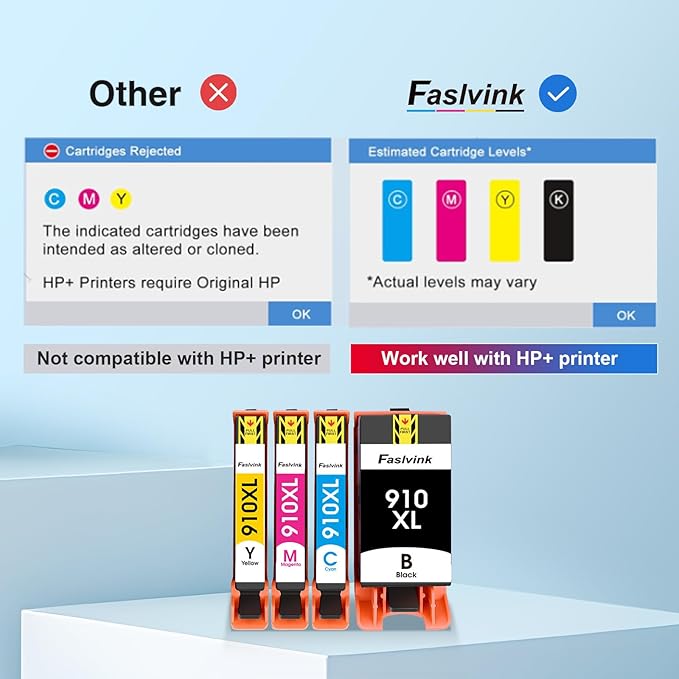 910XL Ink Cartridges Replacement for HP 910XL Ink Cartridges Combo Pack for HP OfficeJet Pro 8025e 8015e 8028e 8035e 8020 8015 8028 8025 8035 Printers