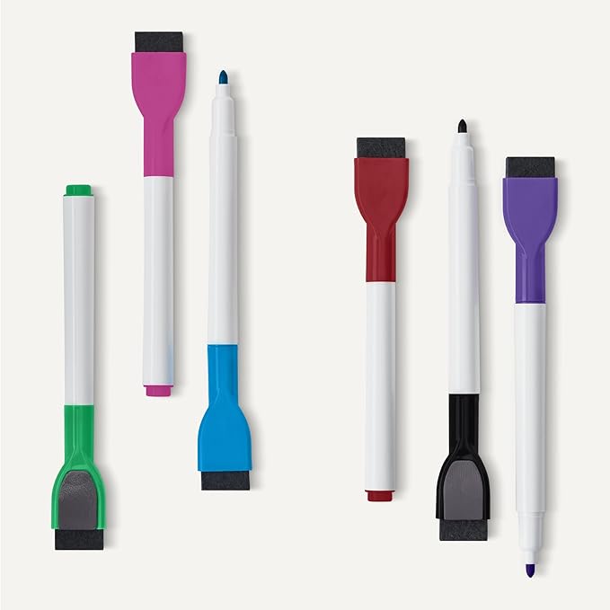 Amazon Basics Magnetic Dry Erase Calendar Whiteboard Set (3-Pack) for Fridge, 8 Markers and Eraser