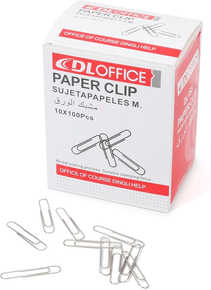 Medium Paper Clips - 1000 Pieces (10 Boxes of 100 Each) - Silver Standard Size 1.25IN - Office & School