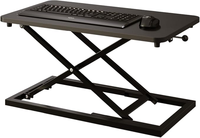 Decoholic Single 24 inch Scissors Lift Keyboard and Mouse Riser, Height Adjustable Standing Desk Converter for Ergonomic Sit Stand Workstations，suitable to hold large/small items (24inch, Black)