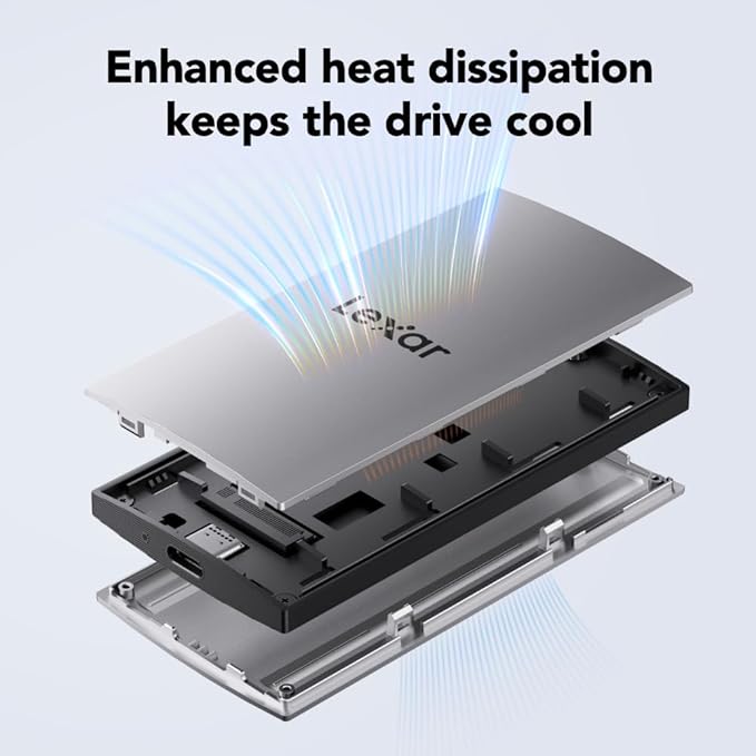 Lexar 2TB ES3 Portable SSD, Up to 1050MB/s Read & 1000MB/s Write, Compatible with PC & Mac, Tablets, Smartphones, External Solid State Drive, Silver (LES3XXX002T-RNSAU)