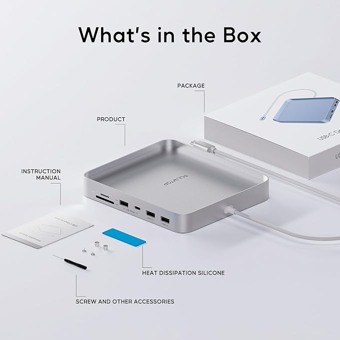USB C HUB for iMac 24 inch 2021/2023/2024, PULWTOP USB Hub Adapter iMac Accessories for i-Mac M1/M3/M4 with USB C 10Gbps 3*USB A SD/TF, Docking Station Support Expand M.2 SSD (Not Included), Silver