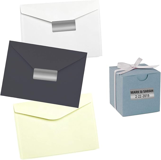 Royal Green Silver Foil Stickers Rectangle Labels Great for Tags Sticker Seals and Gift Favors 40mm x 19mm (1.57 inch x 0.75) - 500 Pack