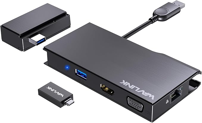 WAVLINK USB C Docking Station Dual Monitor, 2K HDMI, 1080P VGA, 5 Gbps USB 3.0, SD/TF Card Reader, 1Gbps Ethernet Port for Laptop Windows MacOS