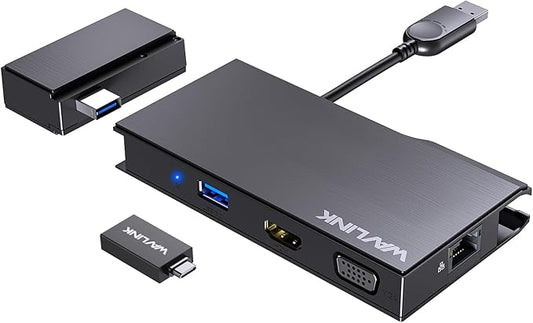 WAVLINK USB C Docking Station Dual Monitor, 2K HDMI, 1080P VGA, 5 Gbps USB 3.0, SD/TF Card Reader, 1Gbps Ethernet Port for Laptop Windows MacOS