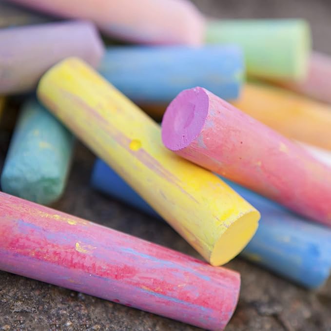 Washable Sidewalk Chalk, 54 Pcs 8 Colors Jumbo Chalks Bulk, Non-Toxic Chalk for Kids Adults, Painting on Chalkboard, Blackboard, Playground, Outdoor Sidewalk