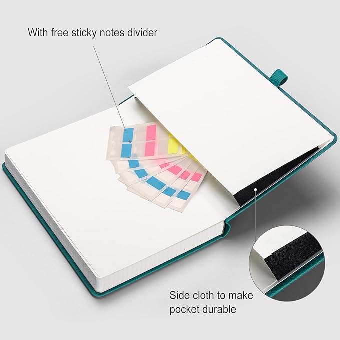 AHGXG Graph Paper Notebook - 320 Pages Grid Notebook Thick Journal A5, 100gsm Thick Graph Paper, Leather Hardcover, Inner Pocket,5.75'' × 8.38''- Cyan