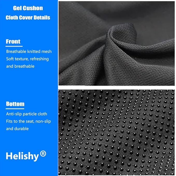 Gel Seat Cushion, Extra Large Breathable Honeycomb Gel Cushion, Absorbs Pressure Points Seat Cushion with Non-Slip Cover for Office Chair Home Cars Wheelchair (Extra Thick, Blue)