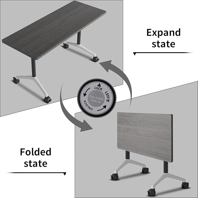 Conference Room Table with Flip-Top Design for Dynamic Meetings, Business Table Computer Desk with Heavy-Duty Frame,Foldable Seminar Meeting Tables for Home Office (2, B, 70.8IN)