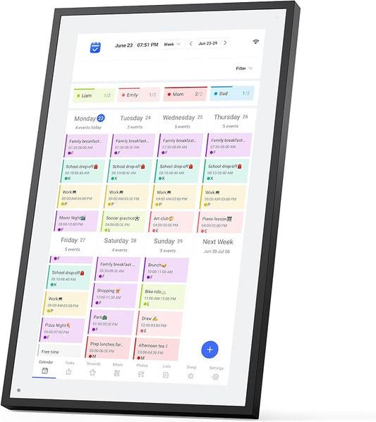 LOOFII 21.5" Smart Digital Calendar – 1920×1080 Full HD Touchscreen Family Planner & Calendar with Chore Chart & Meal Planner, Wall-Mountable (Black White)