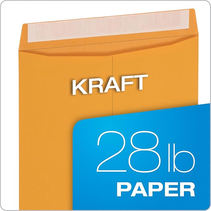Columbian 10 x 13 Catalog Envelopes with Self Seal Closure, 28 lb Brown Kraft, for Mailing Flat Letter Size Documents or Photos, 100 Per Box (COLO335)
