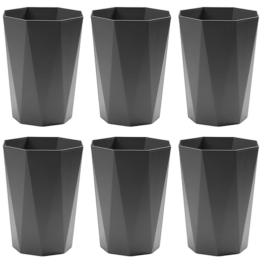 12L Trash Can Wastebasket Plastic Trash Bin Garbage Container Rubbish Can Paper Basket Office Organizer for Bedroom Home Office, 6 Grey