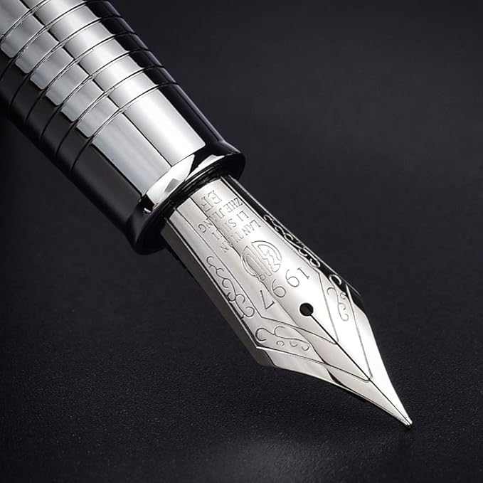 Hongdian 6016 Natural Wood Fountain Pen, Iridium Extra Fine Nib Writing Pen with Metal Pen Case