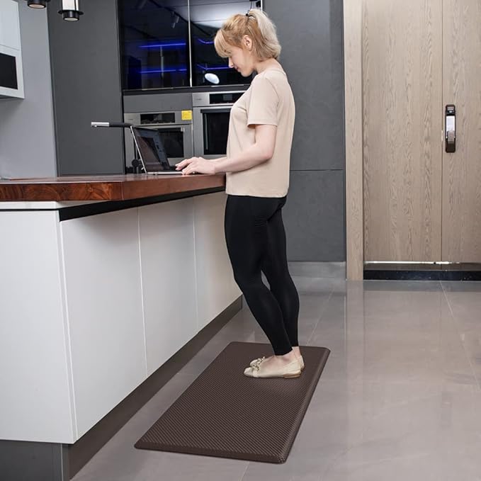 DEXI Kitchen Mat Cushioned Anti Fatigue, Non Slip Waterproof Comfort Standing Floor Rug for Kitchen, Office, Sink, Laundry, 48x20, Brown