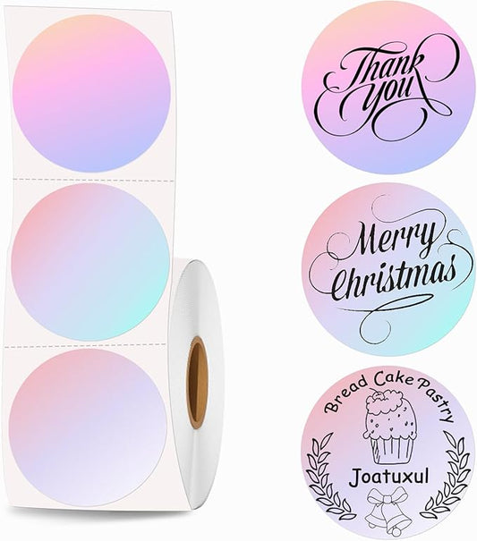 2 inch Round Thermal Labels, Thermal Printer Labels use for Barcode, Shipping, Customized, Circle Direct Thermal Stickers 500 Labels for Printer, Fantasy Purple