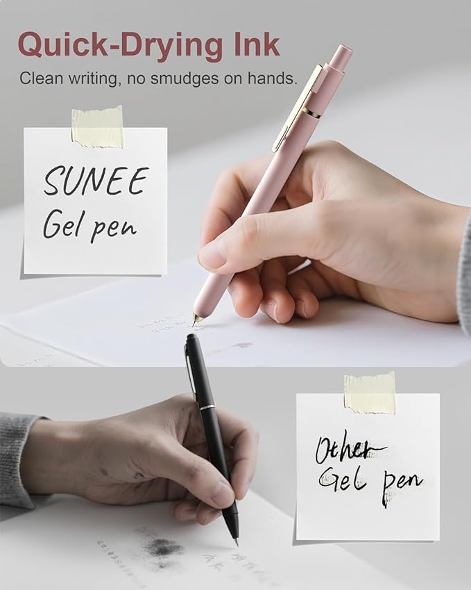 SUNEE Gel Pens, 6 Pack 0.5mm Pens Fine Point Smooth Writing Pens with Quick-Dry Black Ink, Cute Aesthetic School Office Note-Taking Pens for Journaling - Morandi