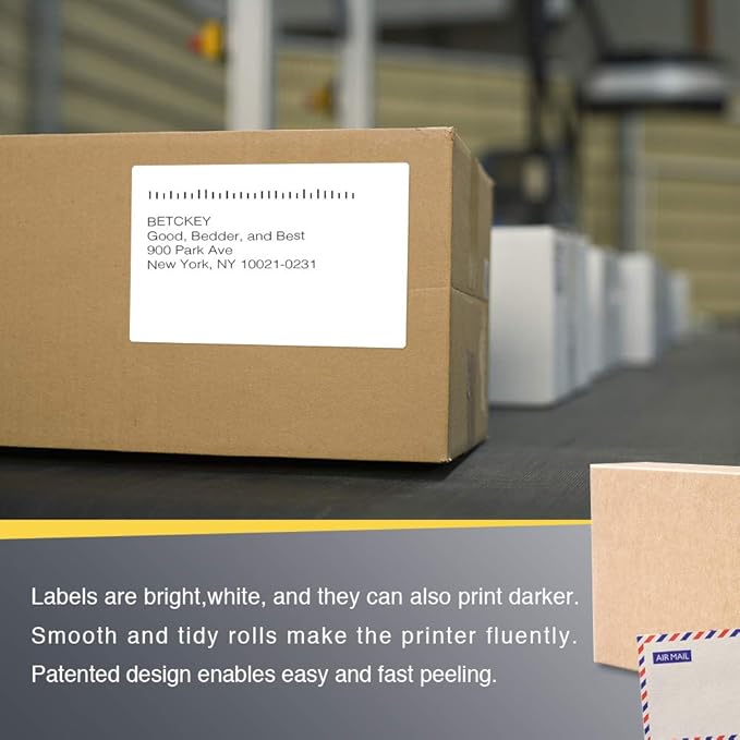 BETCKEY - 4" x 6" (102 mm x 152 mm) Shipping Labels Compatible with Zebra & Rollo Label Printer(not for dymo 4XL), Premium Adhesive & Perforated [16 Rolls, 4000 Labels]