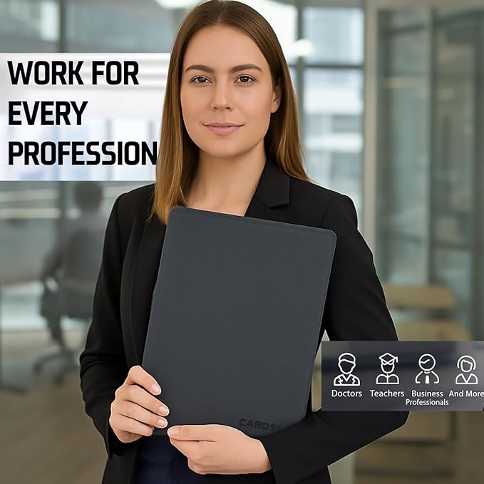 CARDSILK， Leather Zipper Portfolio Binder with Wired Charging, Clipboard – Business Organizer Padfolio folder with Built-in Power Bank, Tablet Slot, Zip Up Binder & portfolio clipboard for Women/Men