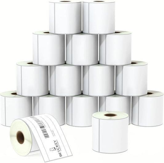 BETCKEY - 3" x 5" (76 mm x 127 mm) Multipurpose & Large Shipping Labels Compatible with Zebra & Rollo Label Printer,Premium Adhesive & Perforated [16 Rolls, 5600 Labels]
