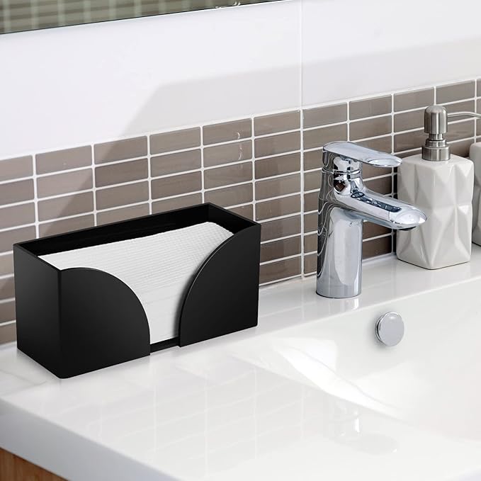 4Pack Paper Towel Dispenser Countertop Black Acrylic Paper Towel Holder for Bathroom Folded Clear Trifold Napkin Holder for Z-fold, C-fold, MultiFold Trifold - Home Kitchen