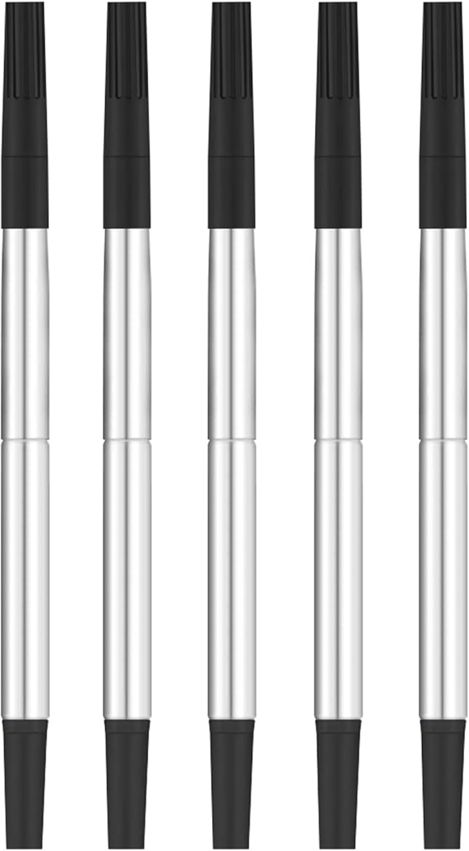 DunBong Quink Ink Rollerball, Compatible with Parker Rollerball Pens, 0.7mm Medium Point Black Ink Refill Pack of 5, Replaceable Gel Ink Pen Refills, Smooth Writing (Black-0.7mm)