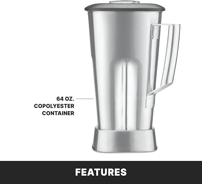 Waring Commercial MX1050XTS 3.5 HP Blender with Electronic Keypad Controls, Pulse Feature and a 64 oz. Stainless Steel Container, 120V, 5-15 Phase Plug