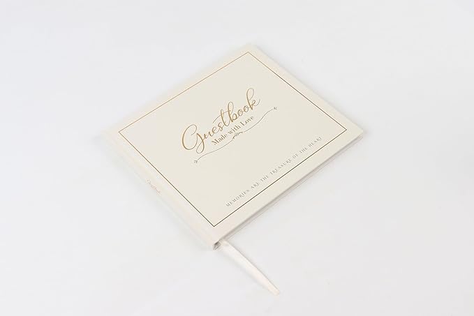 Elegant Wedding Guest Book – 100 Plain Sheets, Pen Included – Guest Book for Wedding Reception, Parties, Birthdays – Capture Special Memories – 240x210mm Keepsake Album