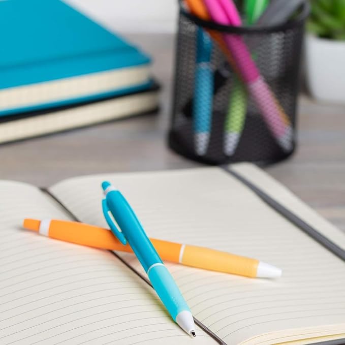 Simply Genius 100-Piece Retractable Ballpoint Pen Set, Bulk Office Supply with Black Ink - Ideal for Schools, Notebooks, Journals & More (Blue Pens Bulk)