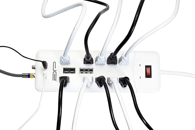 Digital Energy 10-Outlet Straight Plug 4050 Joules Heavy Duty Surge Protector (8 FT, WHT)