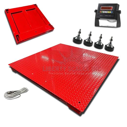 Liberty LS-800-4X5 NTEP Certified (Legal for Trade) Industrial Floor Scale | 48" x 60" | Capacity of 2,500 lbs x 0.5 lb + Red