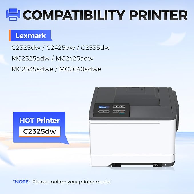 C2310K0 C2310C0 C2310M0 C2310Y0 Toner Cartridge Set 4-Pack Replacement Compatible with Lexmark C2325dw C2425dw C2535dw MC2325adw MC2425adw MC2535adwe MC2640adwe Laser Printer Black Cyan Magenta Yellow