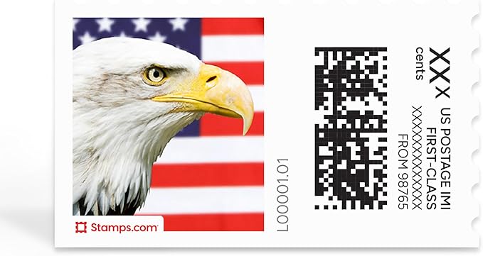 Bald Eagle NetStamps 1200-Pack (50 Sheets) Printable Postage Labels (Stamps.com Subscription Required) - Print Approved Postage - Inkjet & Laser Printers - Business, Personal, Home