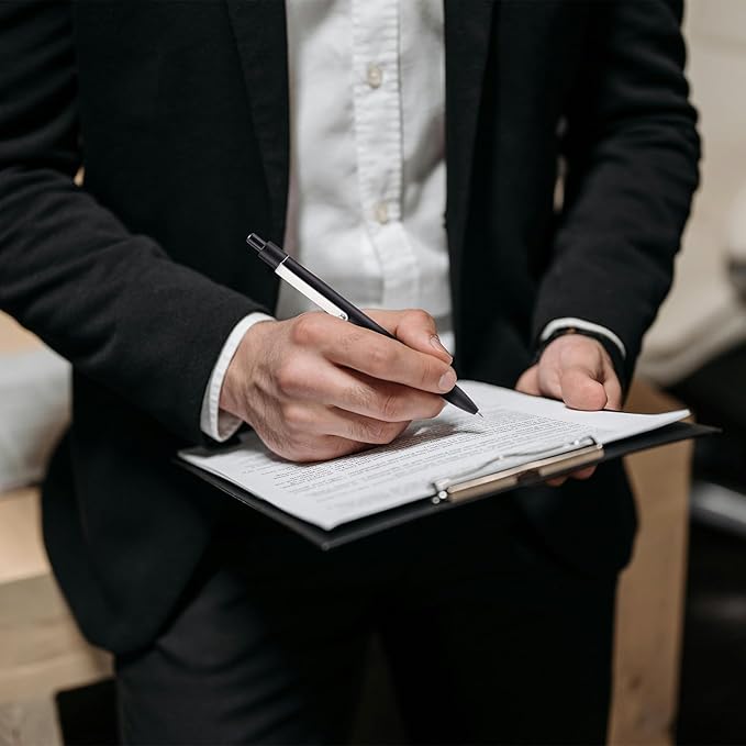 LINFANC 5 Pcs Black Gel Pens Ballpoint, Metal Barrel Medium Point 0.7 mm Quick Dry Black Ink Pens for Journaling, Smooth Writing Gel Pen, Cute School Supplies Office Supplies Gifts for Women