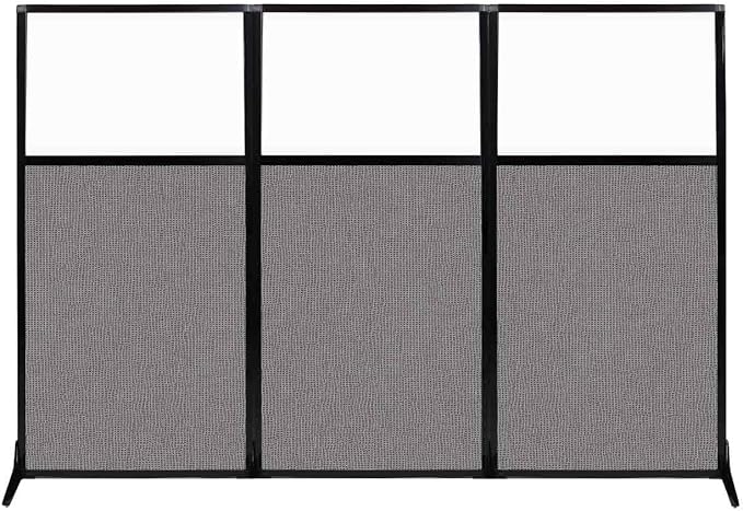 Versare Workstation Partition | Portable Wall Divider | Modern Office Cubicle | Free Standing Privacy Screen | Flexible Work Space | 99" x 70" W/Window, Slate Fabric Panels