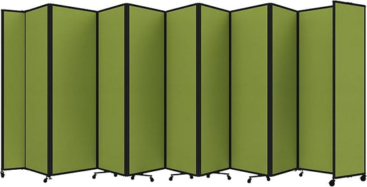 Versare Room Divider 360 Portable Wall Partition | Folding Panels | Large Freestanding Divider | Locking Wheels | Temporary Room Separator | 25' x 7'6'', Lime Green