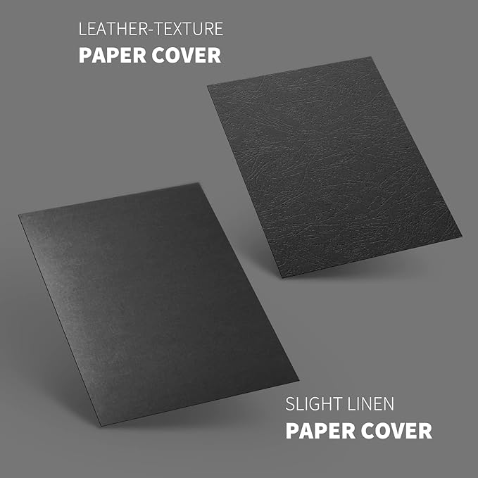 Binditek 25 Pack 13 Mil Slight Linen-Texture Paper Binding Presentation Covers, 90lb, for Business Documents, School Projects, 8-1/2 x 11", Un-Punched, Black