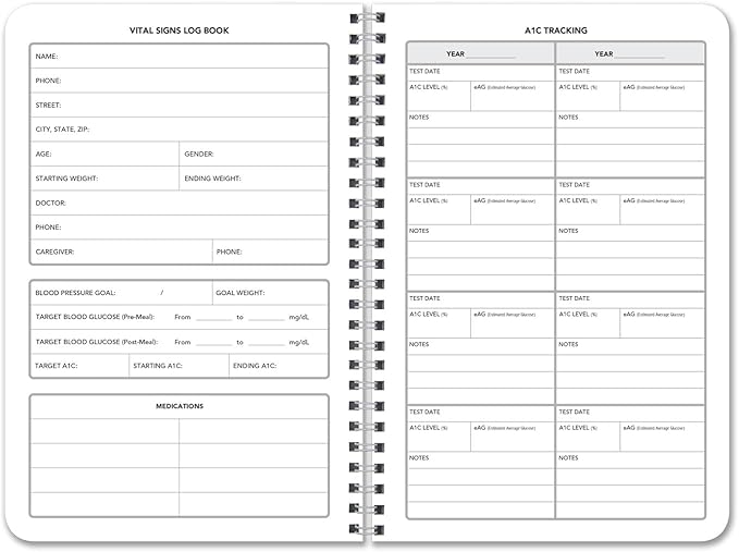 BookFactory Vital Signs Log Book/Vitals Monitoring Logbook/ 104 Pages Record Book – 6” x 9” (LOG-104-69CW-PP(Vital-Signs))
