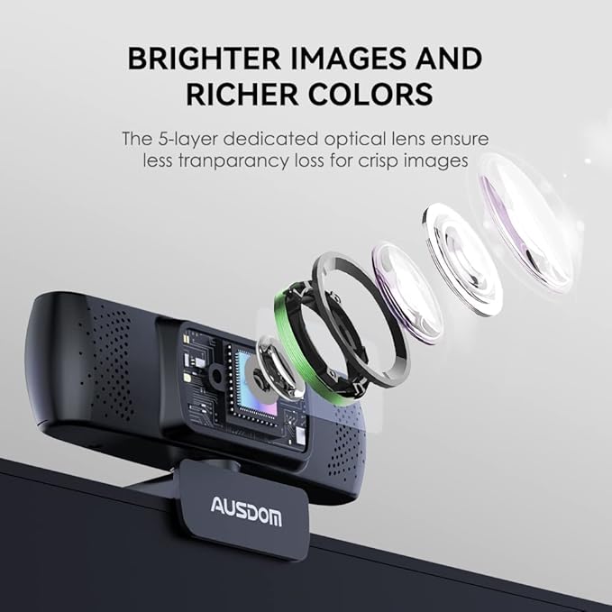 AUSDOM 4K Webcam, Autofocus Webcam with Microphone, Privacy Cover, Plug and Play USB Computer Web Camera for Pro Streaming/Online Teaching/Video Calling/Zoom/Skype (Black-4K)