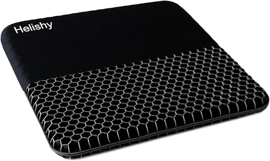 Gel Seat Cushion, Double Thick Egg Gel Cushion for Pressure Pain Relief, Breathable Wheelchair Cushion Chair Pads for Car Seat Office Chair (Black)