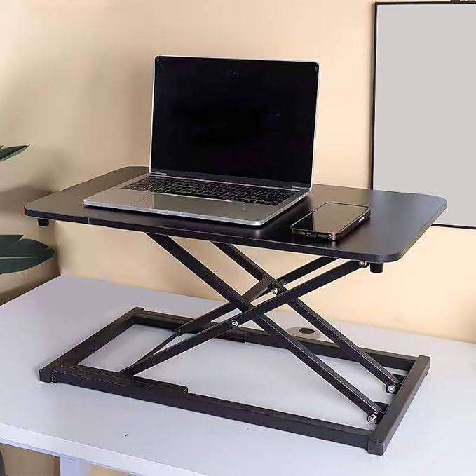 Standing Desk Converter Height Adjustable, Stand up Desk Riser, Easy Lift Height Converter Computer Workstations Home Office Study Room Portable Small Table Black Size 23.6 Inch C