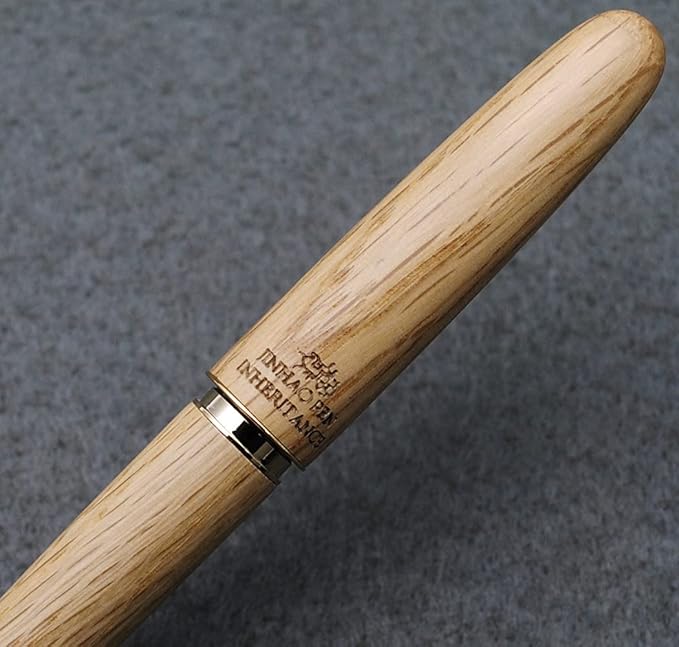 JINHAO 9036 Natural Wood Fountain Pen Handmade Ink Pen (Medium Nib 0.7mm, Oak Wood)