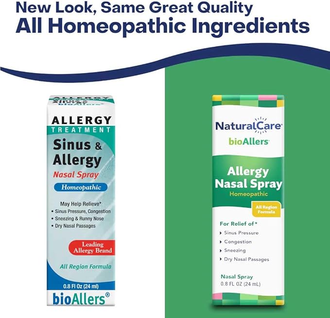NaturalCare Homeopathic Allergy Nasal Spray by bioAllers, 1 Fl Oz | May Help Relieve Sinus Pressure, Congestion, Sneezing, Runny Nose & Itchy, Watery Eyes