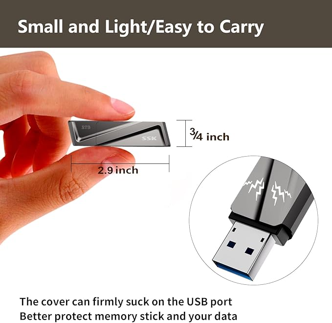 SSK 2TB USB SSD Drive 550MB/s Solid State Flash Drive Fast Transfer Speed USB 3.2 Gen2 USB C Thumb Drive Memory Stick with USB C Adapter for Type-c Smartphone, Laptop, MacBook/Pro/Air and More